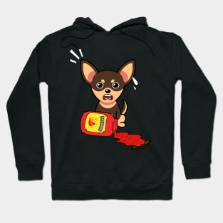 Cute Small dog Spills Hot Sauce Tabasco Hoodie